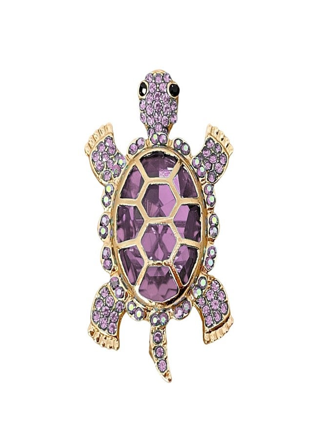 POYAMUSE Enamel Turtle Brooch - Elegant Sea Turtle Jewelry for Women - Crystal Sea Animal Pin - Turtle Gifts for Women (Purple) - Image 1